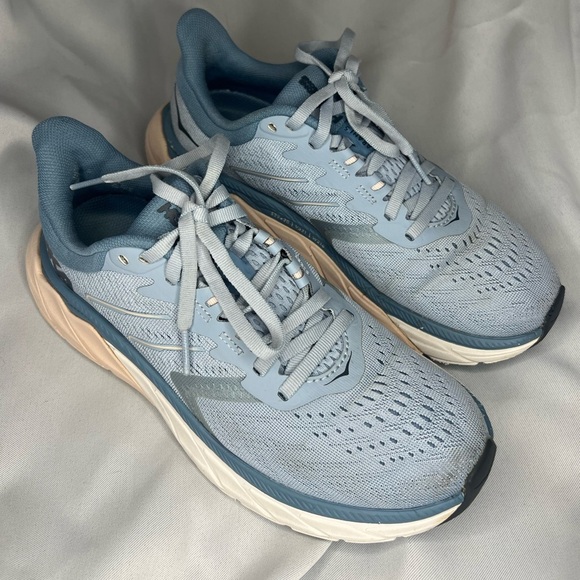 HOKA One One W AHARI 5 Women's Running Shoes White/Blue/Pink Size 6.5B - Picture 1 of 8